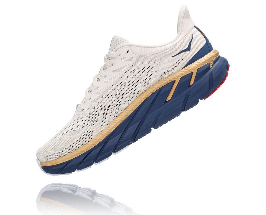 Hoka One One Koşu Ayakkabısı Kadın Beyaz/Mavi - Clifton 7 - TK1234590